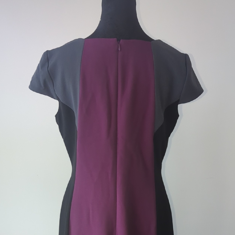 Tahari Purple and Gray Midi Dress Size 10 - Picture 8 of 13
